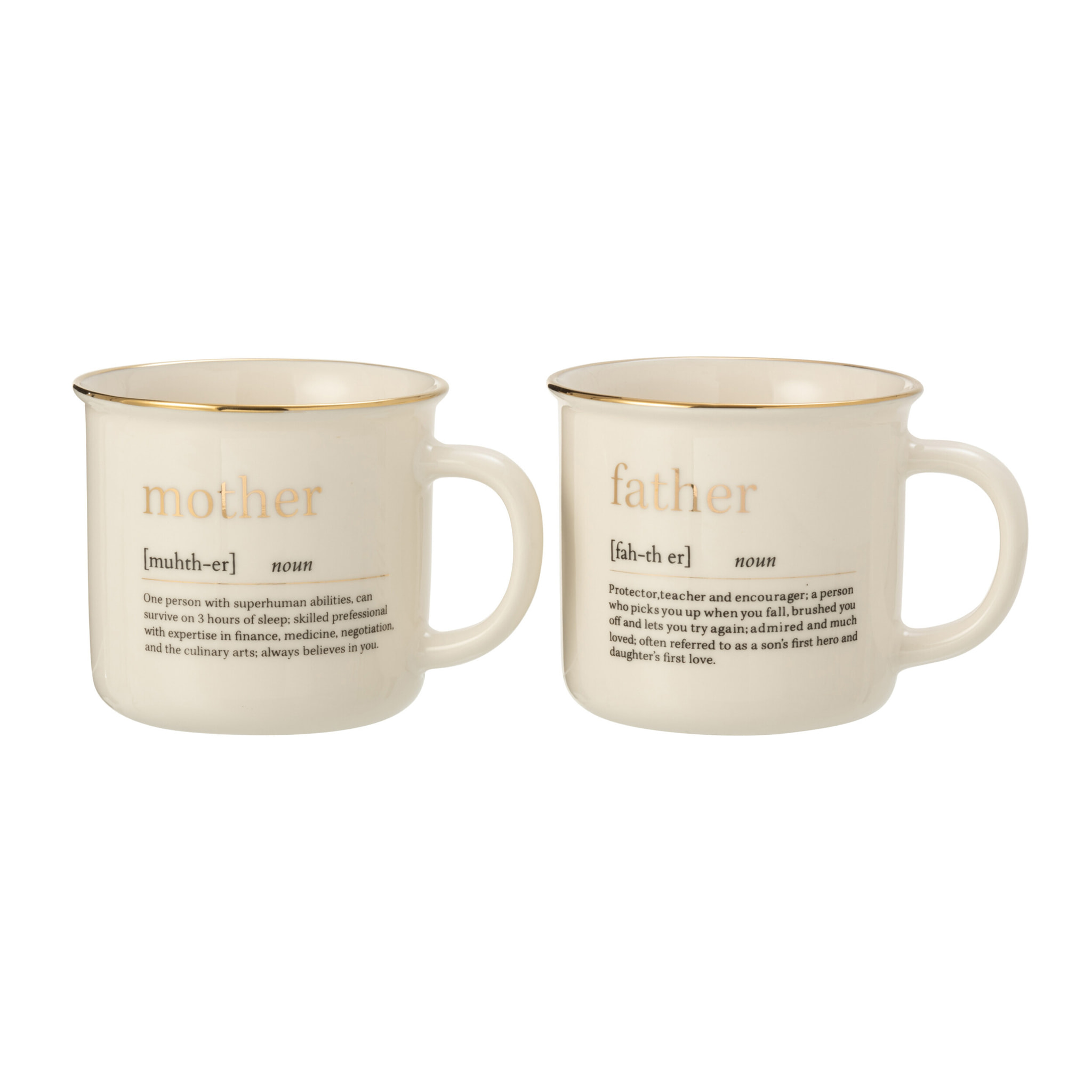 J-Line tasse Message Mère Père - céramique - or - 2 pcs