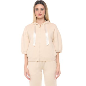 Felpa con cappuccio e zip manica a 3/4 non felpata Leone Chic Boxing