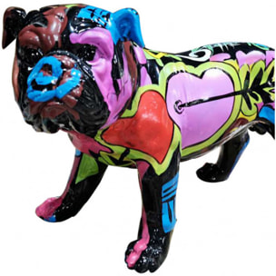 Statuette chien noir et multicolore en résine H26cm - LOVEUR