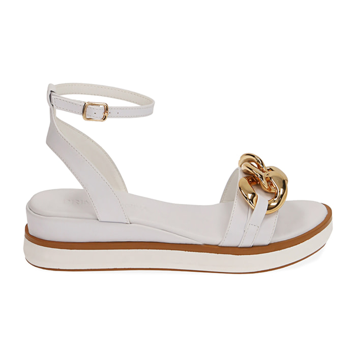 Sandalias blancas, plataforma de 4,5 cm