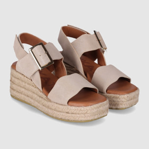 Sandalias de Serraje - Platino - Tacón: 6 cm