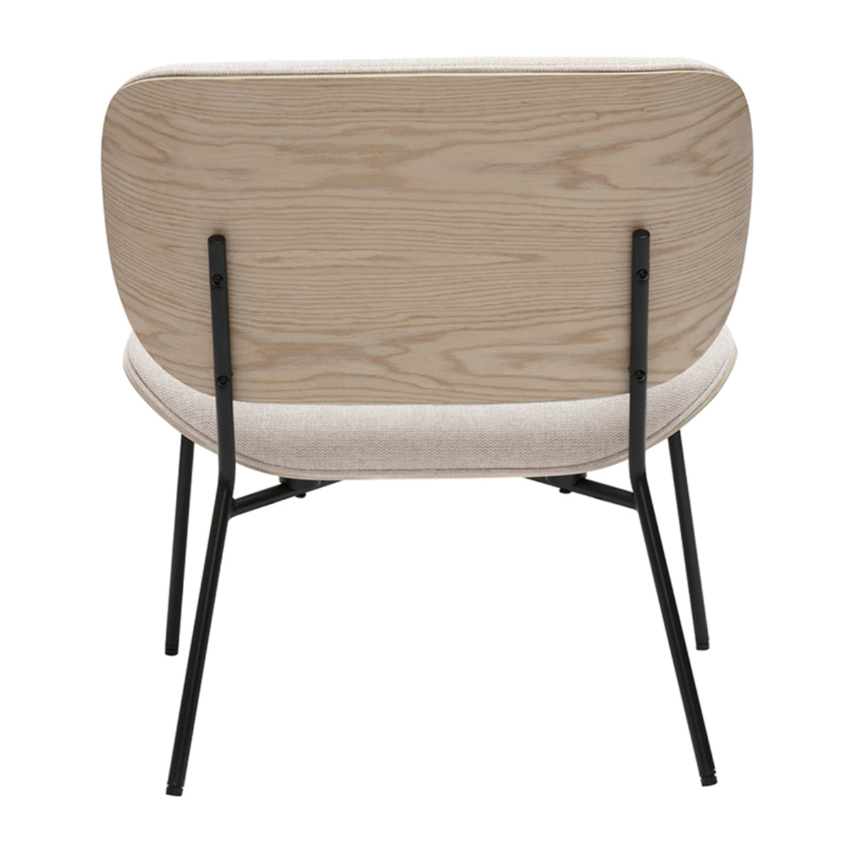 Fauteuil en tissu effet velours texturé beige et métal noir SHELBY