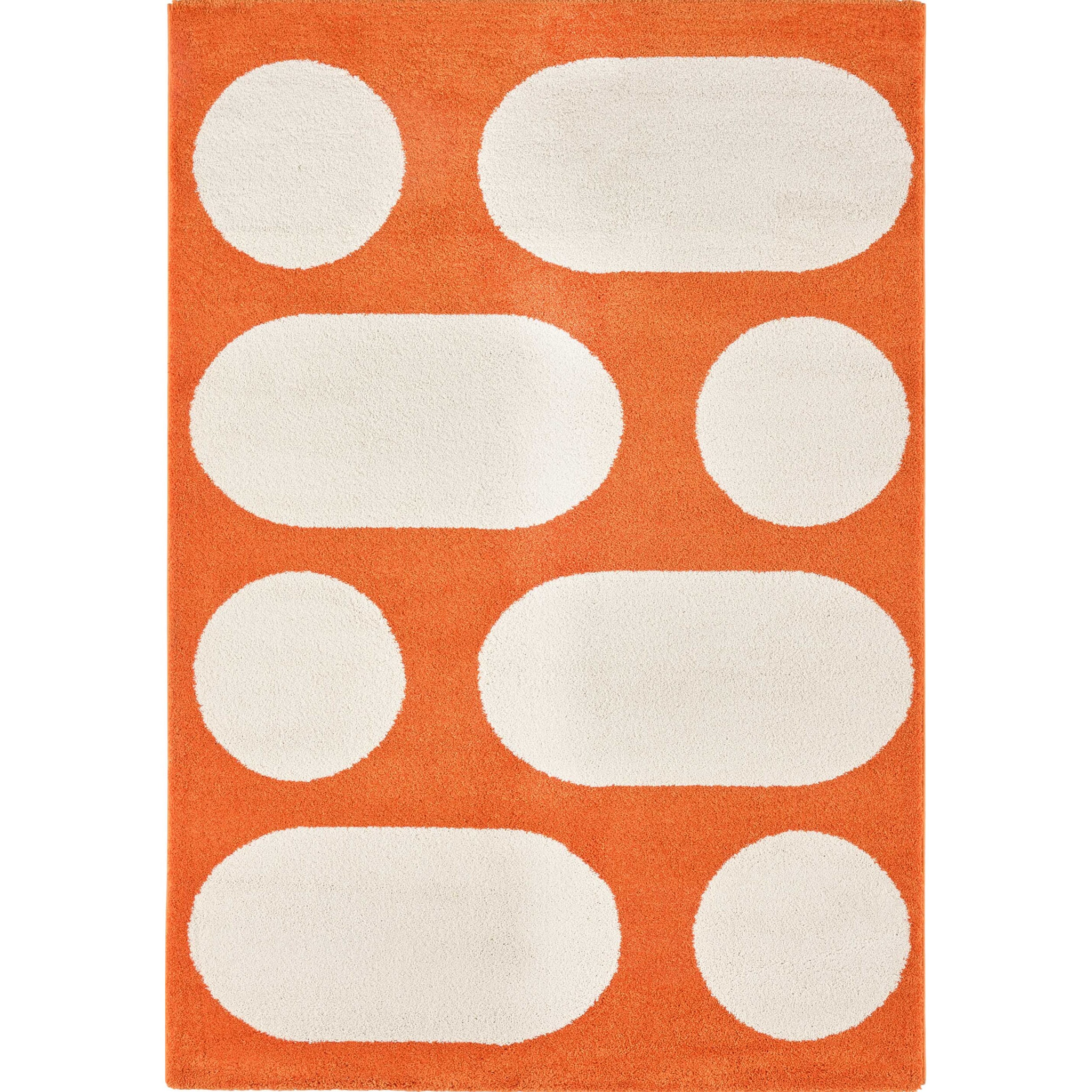 GROOVY - Tapis rétro coloré à motif géométrique - Confortable et moelleux - Orange