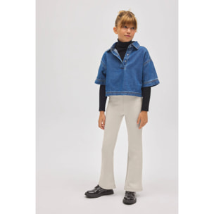 Pantaloni termici effetto pelle color avorio per bambine