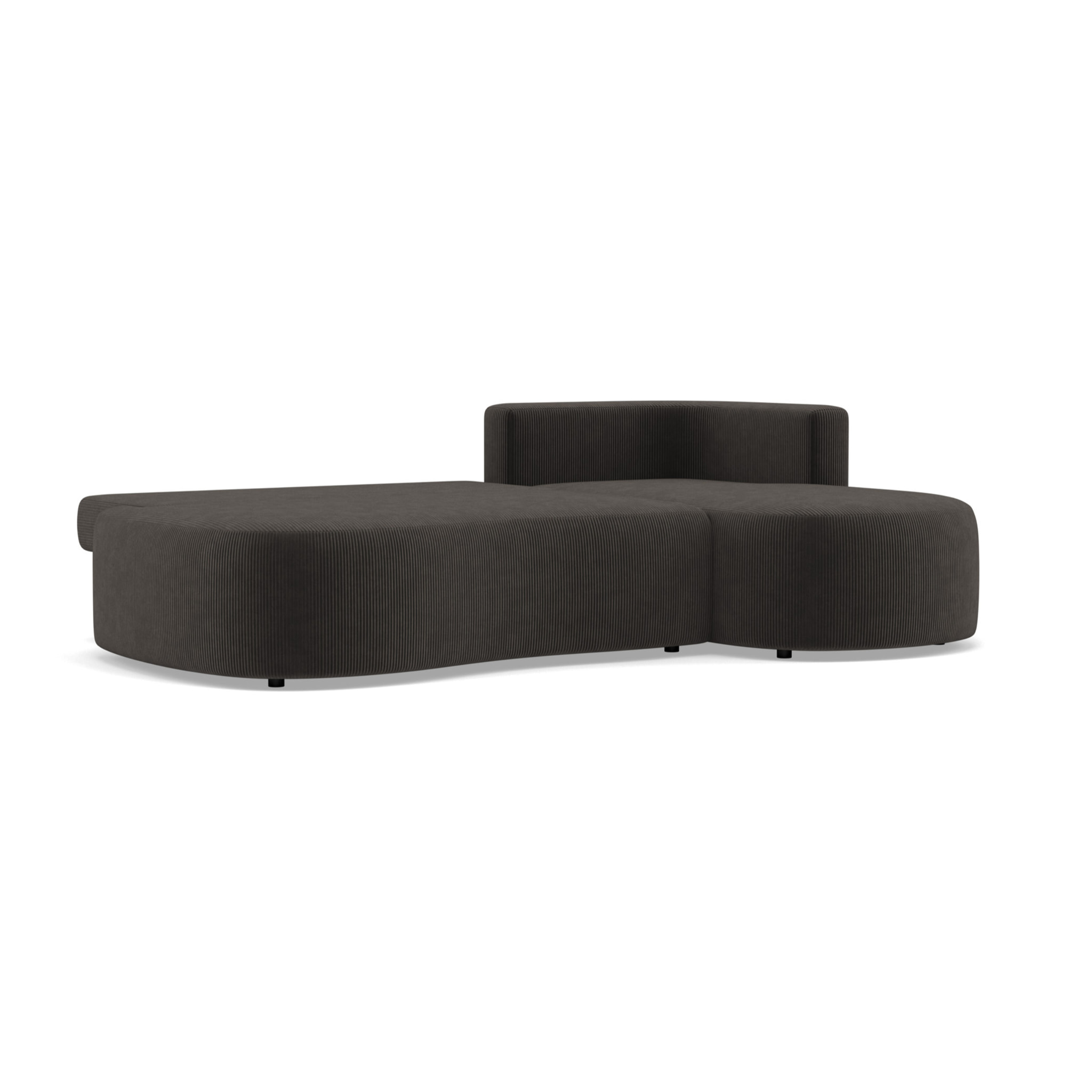 Mahina - canapé d'angle droit 4 places convertible avec coffre en velours côtelé - Gris foncé