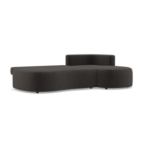 Mahina - canapé d'angle droit 4 places convertible avec coffre en velours côtelé - Gris foncé