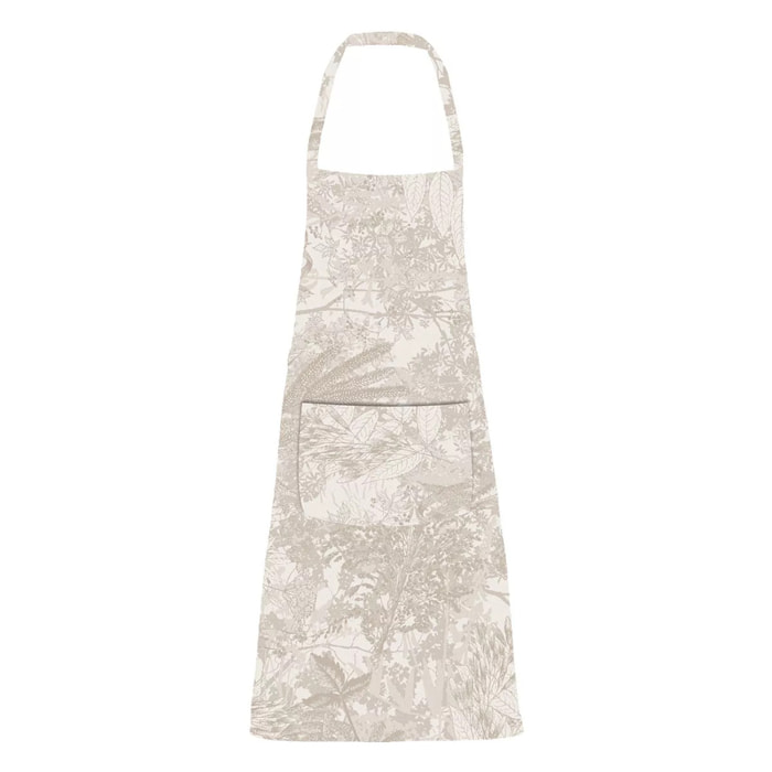 Tablier pur coton enduit motif jacquard beige Mille esprit jardins chanvre