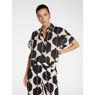 Elena Mirò - Camisa en muselina de algodón estampada - Negro