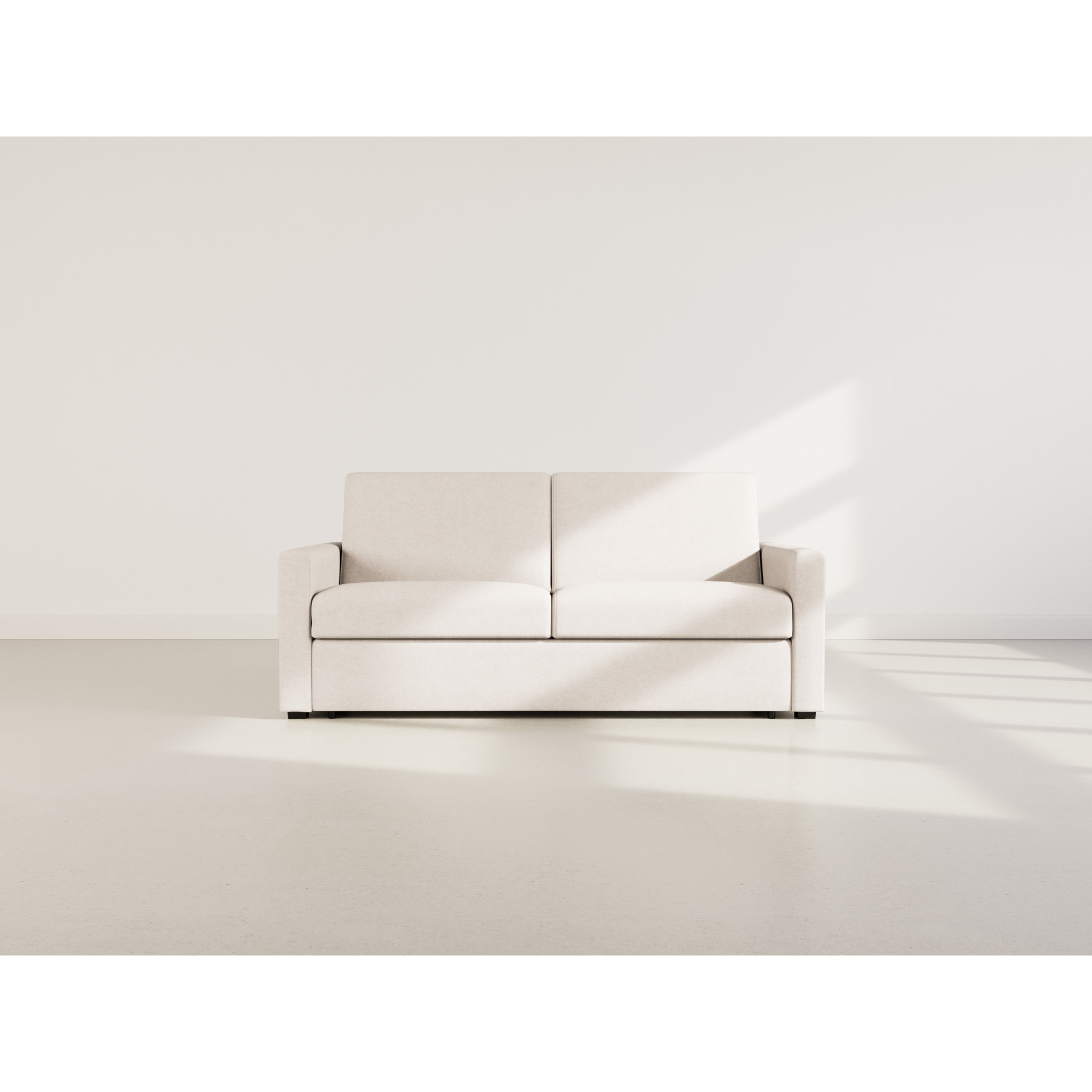 Julia - canapé lit 3 places convertible express couchage quotidien 140 cm matelas 14 cm en tissu - Beige