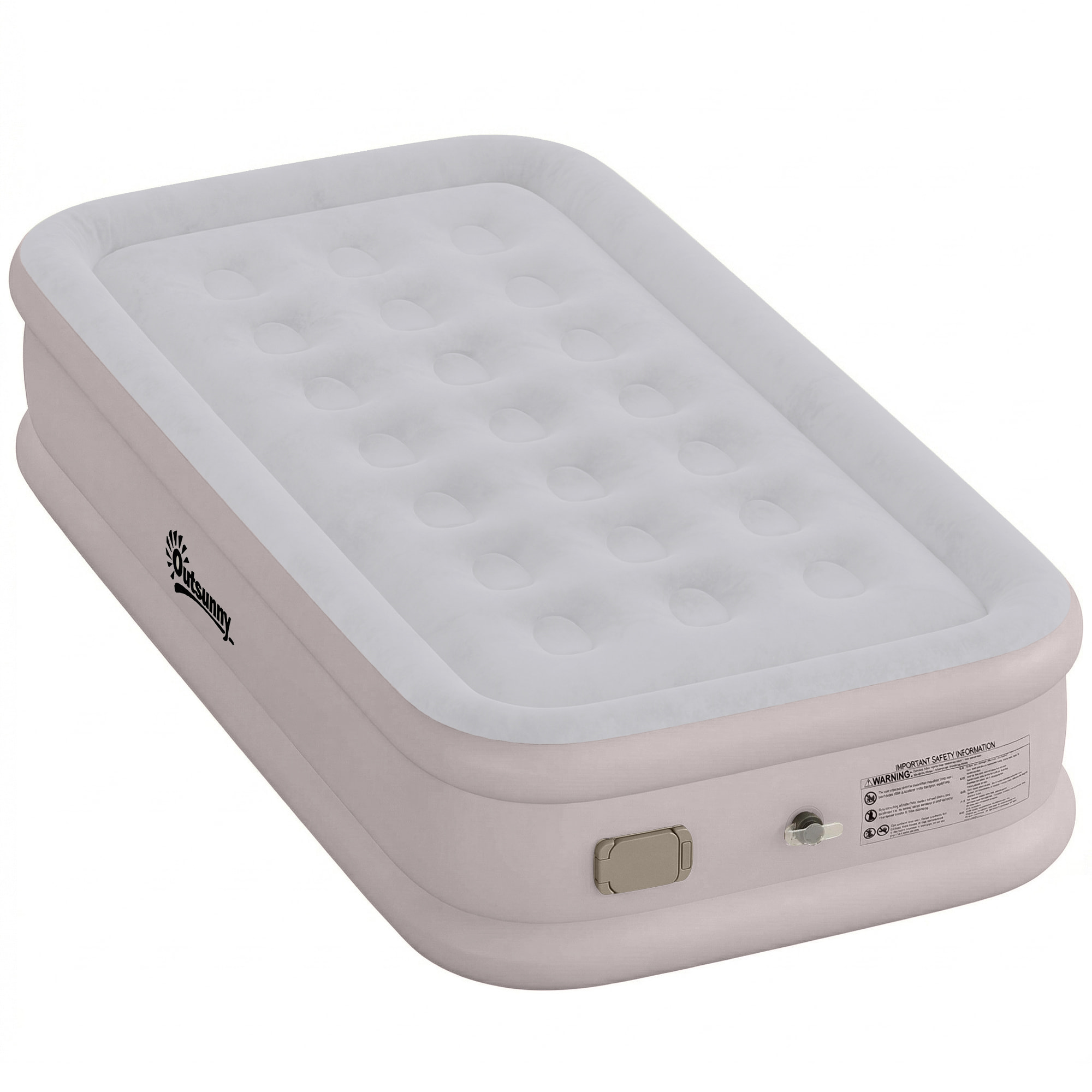 Colchón Hinchable Individual 190x97x39 cm con Bomba Integrada, Inflado 3 Min Desinflado 2 Min, Colchón Inflable Plegable Impermeable, Bolsa Transporte, Superficie Flocado, Carga 200 kg, Caqui