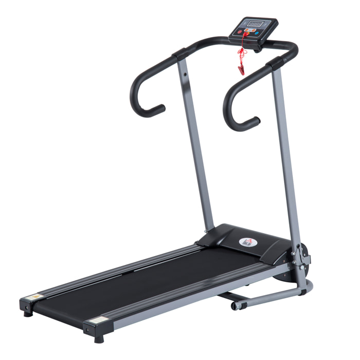 Tapis de course Fitness électrique pliable - 1 à 10 Km/h - écran LCD multifonctions - puissance 500 W - gris foncé noir