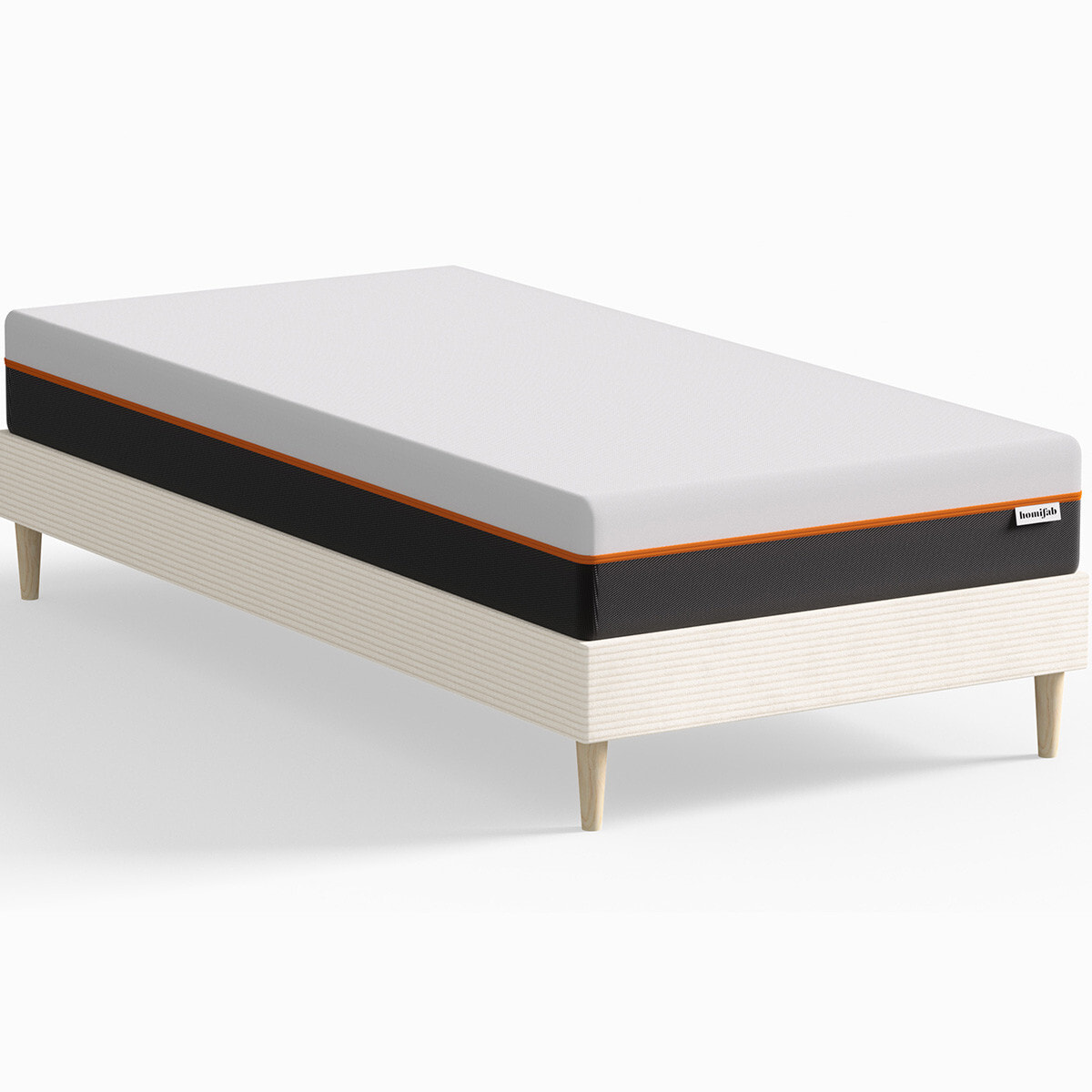 Lit en velours côtelé + Matelas mousse gel mémoire de forme - DINA & DUAL CONFORT