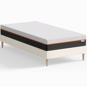 Lit en velours côtelé + Matelas mousse gel mémoire de forme - DINA & DUAL CONFORT