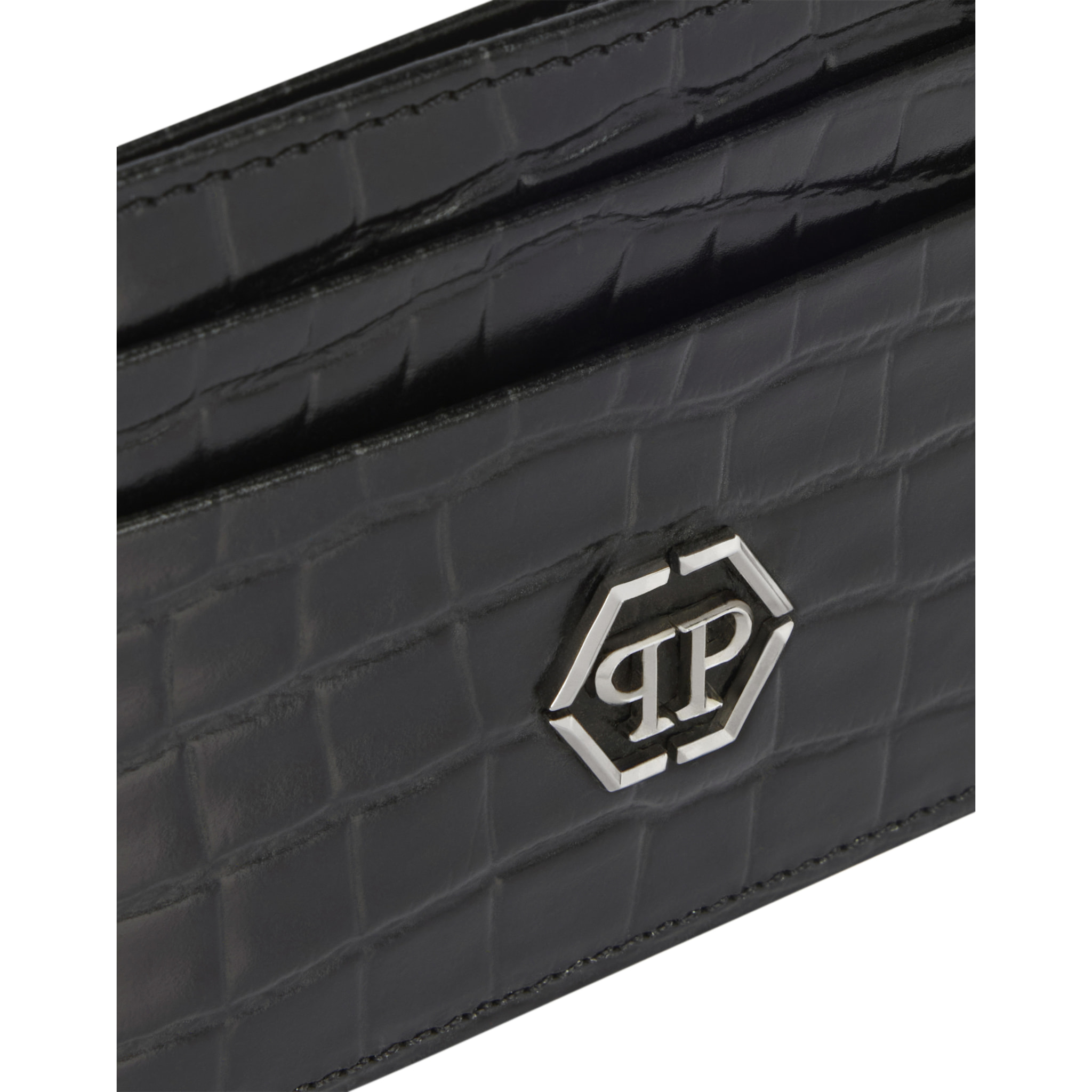 PHILIPP PLEIN Leather Card Holder Cocco