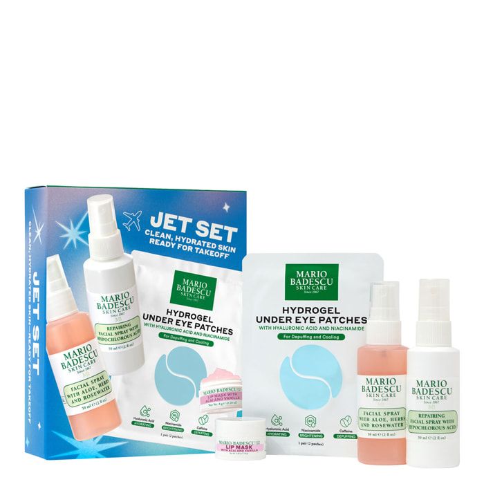 Jet Set - Coffret Brume Visage à l'Aloe Vera 59 ml + Brume Visage Réparatrice 59 ml + 2 Produits