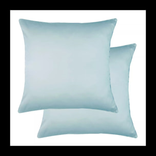 Lot de 2 taies satin de coton uni bleu Ava uni mint