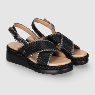 Sandalias de Piel - Negro - Tacón: 5 cm