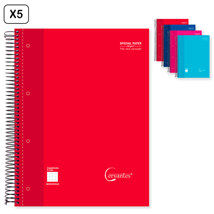 PACK 5 UNITÀ QUADERNO EXTRADURA A4 120 FOGLI QUADRATI