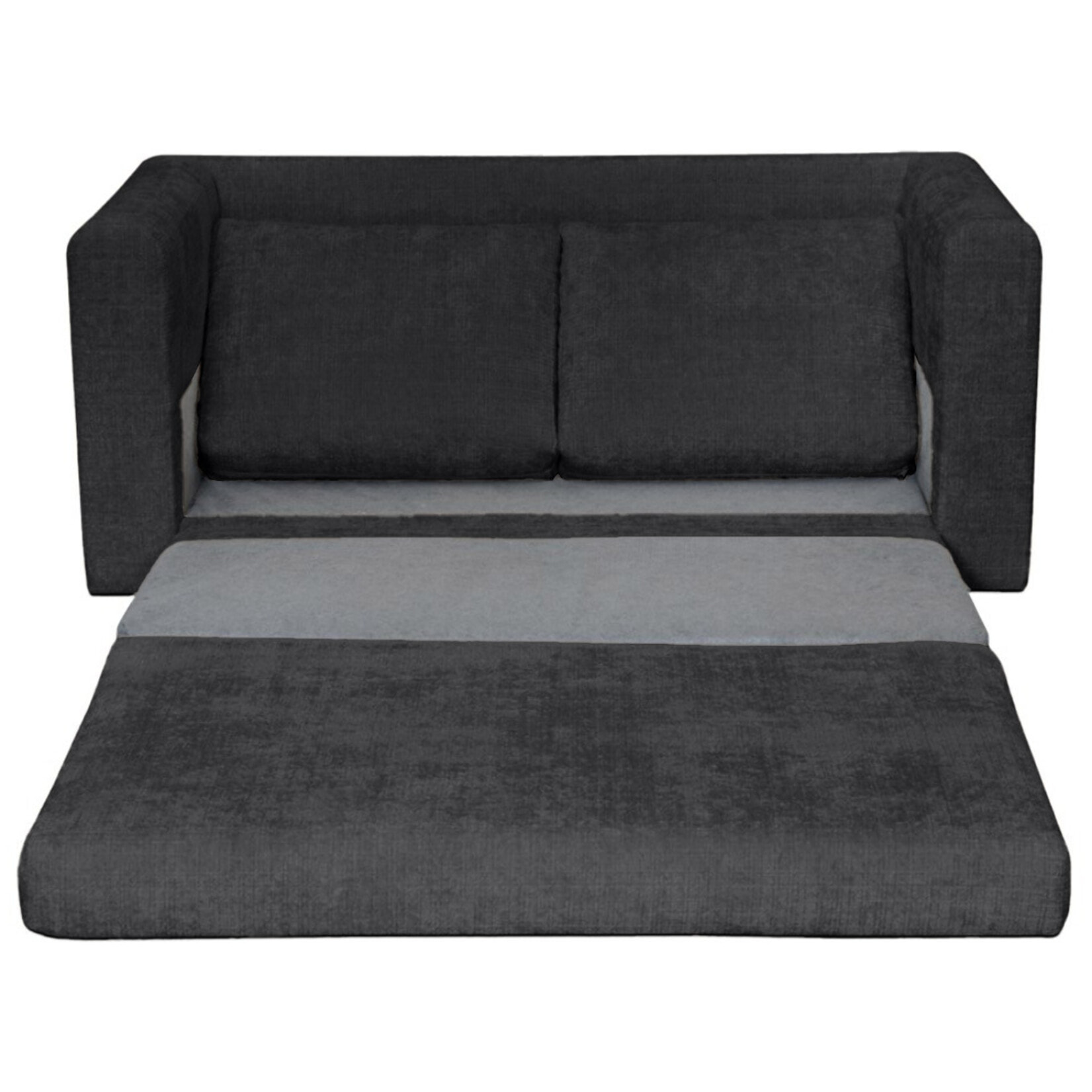 Marilia - Canapé 2 places convertible déplimousse en velours texturé - Gris foncé