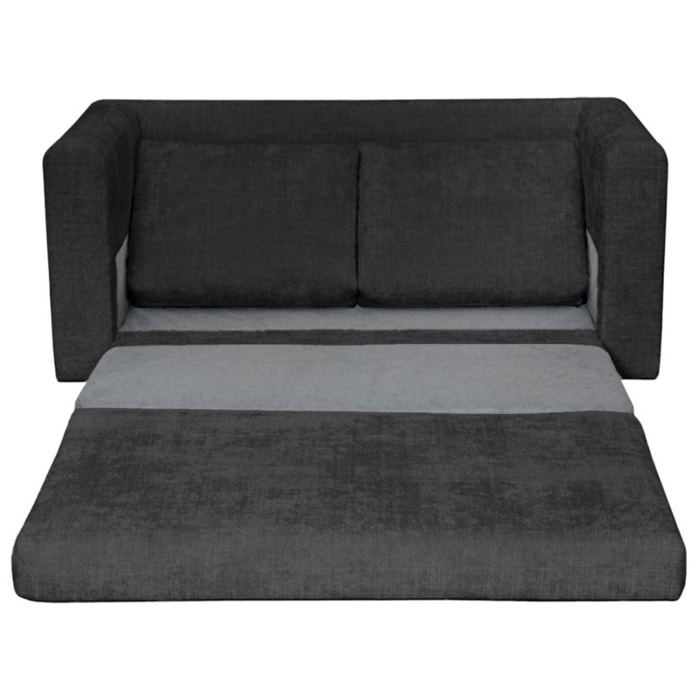 Marilia - Canapé 2 places convertible déplimousse en velours texturé - Gris foncé