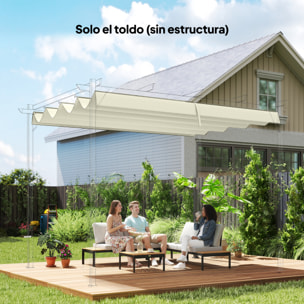 Techo de Pérgola 3x2,5 m, Techo de Repuesto Retráctil para Marco de Pérgola de 3x2 m, UV30+, Toldo de Tela Solo para Cenador Jardín con 8 Orificios de Drenaje, Crema