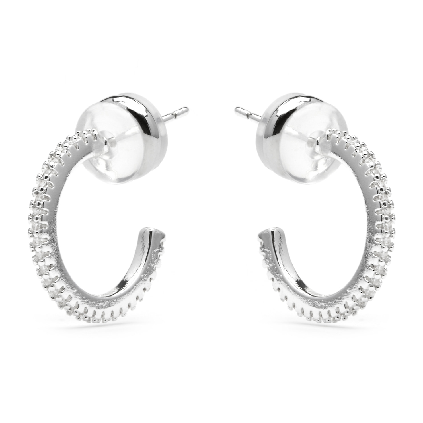 Pendientes de 15mm de diámetro acabado plata y Circonita Brillante