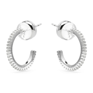 Pendientes de 15mm de diámetro acabado plata y Circonita Brillante