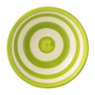 J-Line bol Granada Stripes Low - céramique - blanc/vert - small - Ø 14 cm