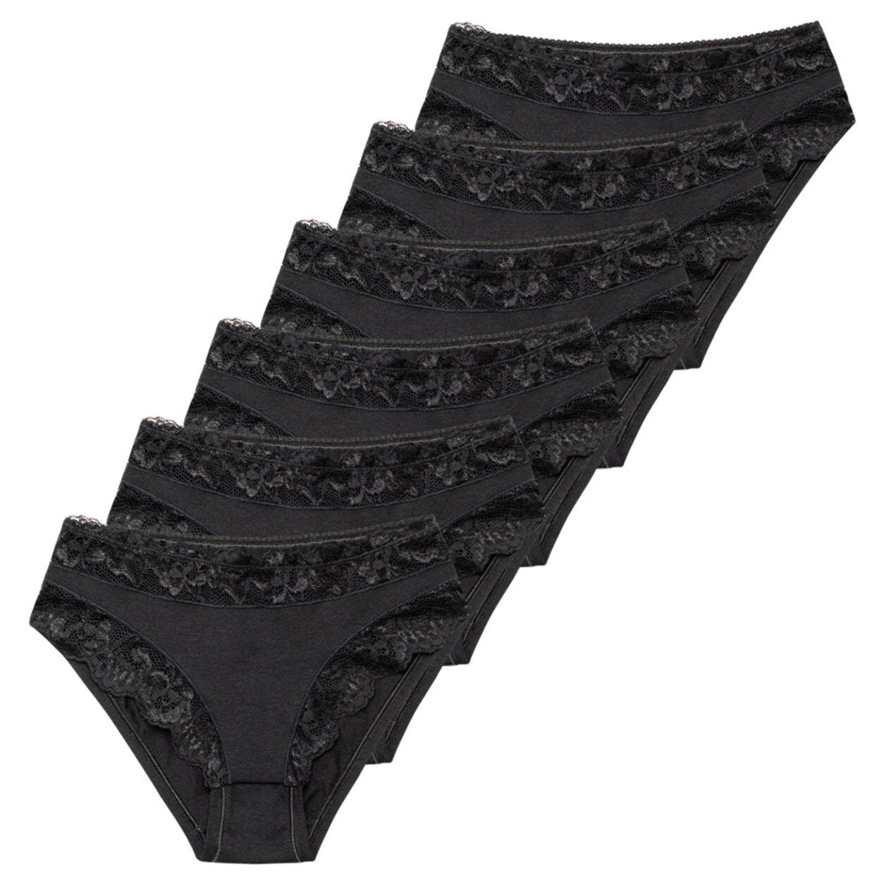 6 Slip da Donna Fianco Alto in Cotone Modal, Art. SA6101, Nero