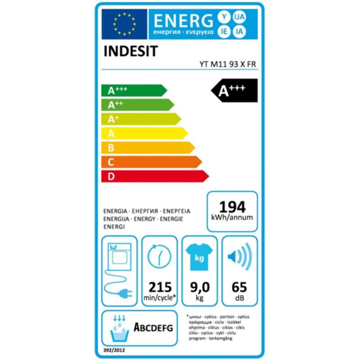 Sèche linge pompe à chaleur INDESIT YTM1193XFR