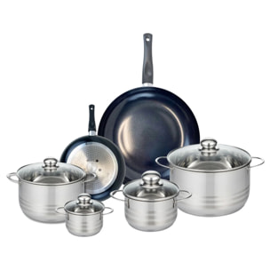 Ensemble de 2 Poêles de cuisson 20 et 32 cm et 4 faitouts 12, 16, 20 et 24 cm Elo Prima Brillant