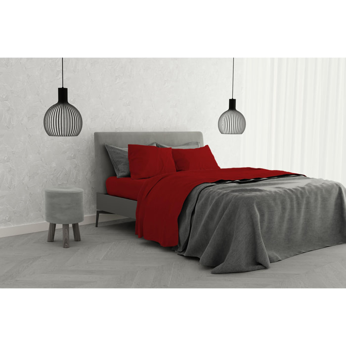 COMPLETO LETTO ELEGANT MADE IN ITALY MICROFIBRA - ROSSO MATRIMONIALE