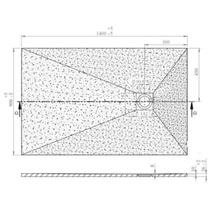 Alek Receveur de douche rectangulaire 140x90cm avec siphon, en marbre coulé, Blanc (SATALEK14090B)