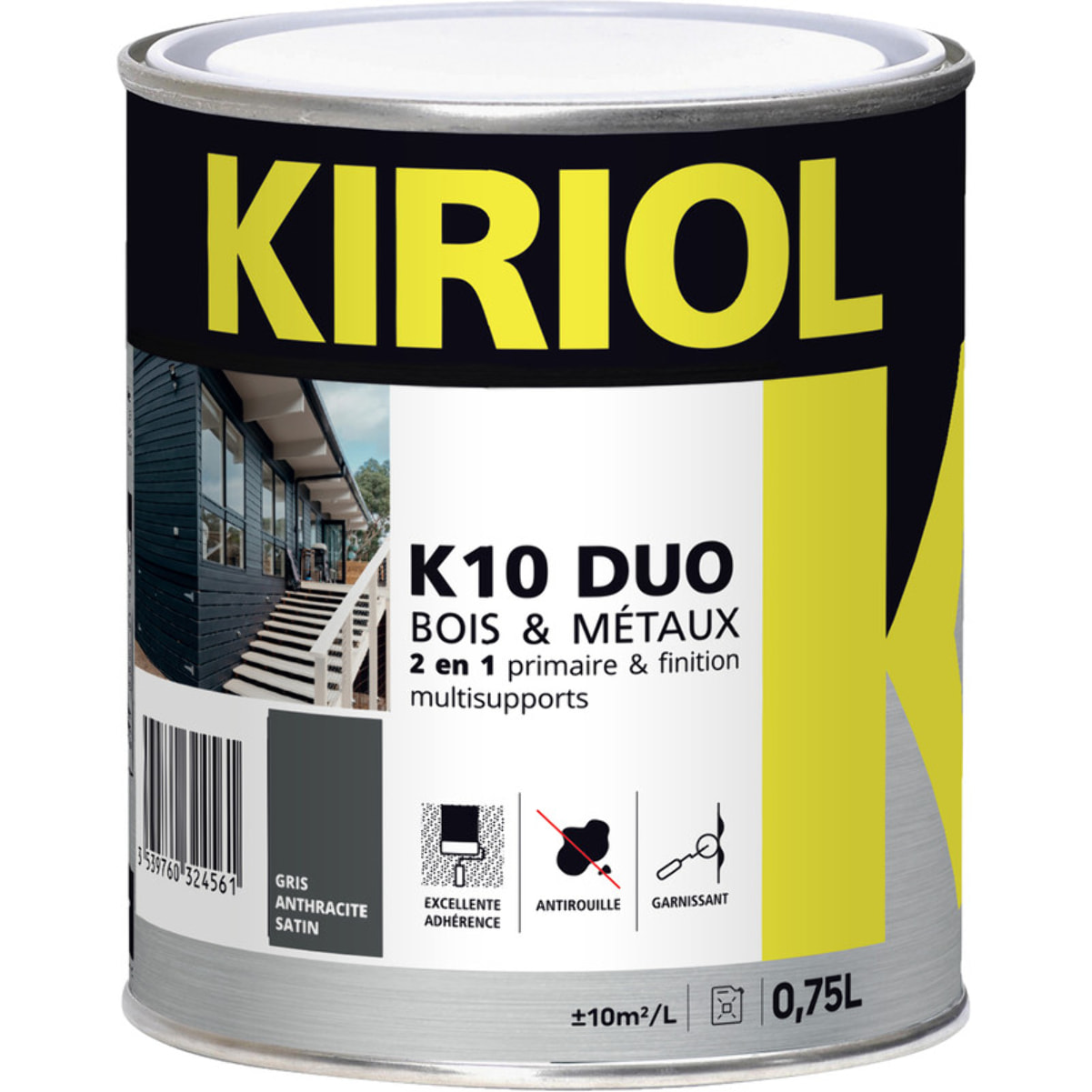 Peinture antirouille K10 Duo COMUS Satin Gris anthracite 0.75L - A013216