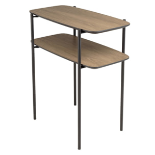 JULIA - Table d'appoint double plateau couleur mocha pieds métal noir
