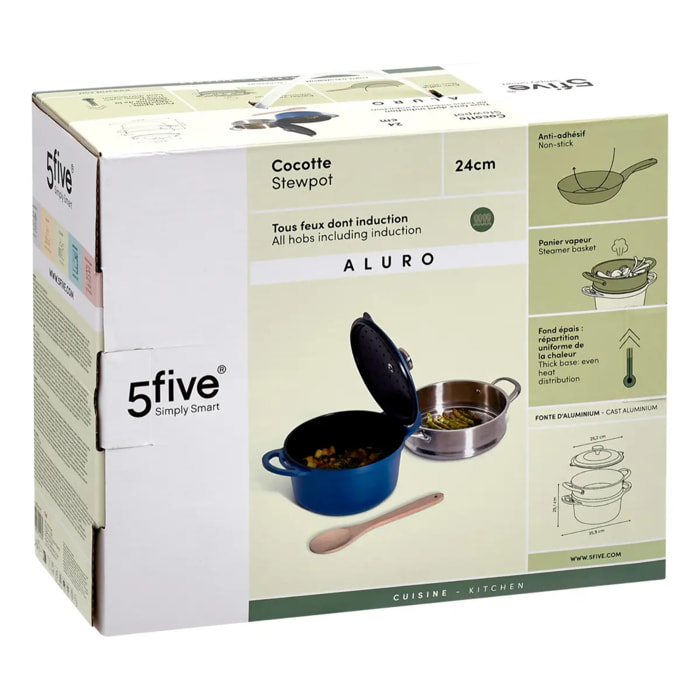 Cocotte Aluro aluminium bleu D24cm