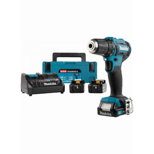 Perceuse visseuse 12 V CXT Ø 10 mm - MAKITA - avec 1 batterie 12v-2.0Ah et 2x18 V-5.0Ah - chargeur - MakPac - DF333DNX10