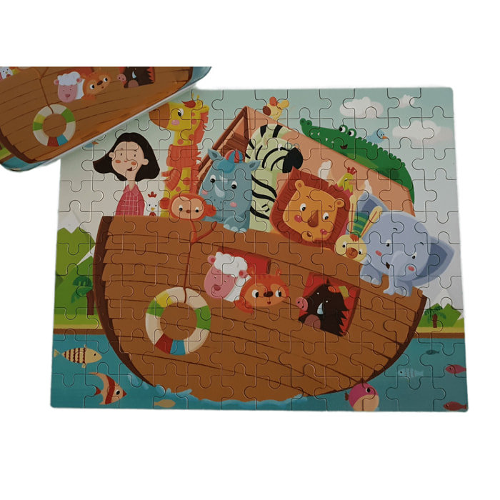 PUZLE DE HISTORIAS: EL ARCA DE NOE - 120 pcs (CAJA METÁLICA)