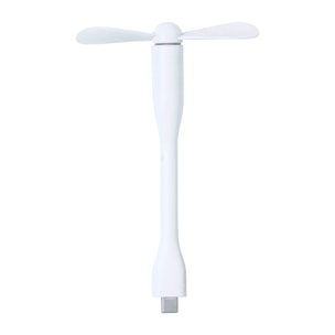 Ventilador flexible compatible con USB-C, con cuello orientable para dirigir el flujo de aire. Compacto, ligero y sin necesidad de baterías, ideal para smartphones, portátiles y baterías externas.