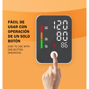 Tensiómetro electrónico JC801 con presurización inteligente y memoria de registros. Con pantalla digital y banda para brazo.