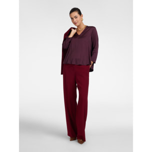 Elena Mirò - Blusa de satén de viscosa elástica - Burgundy