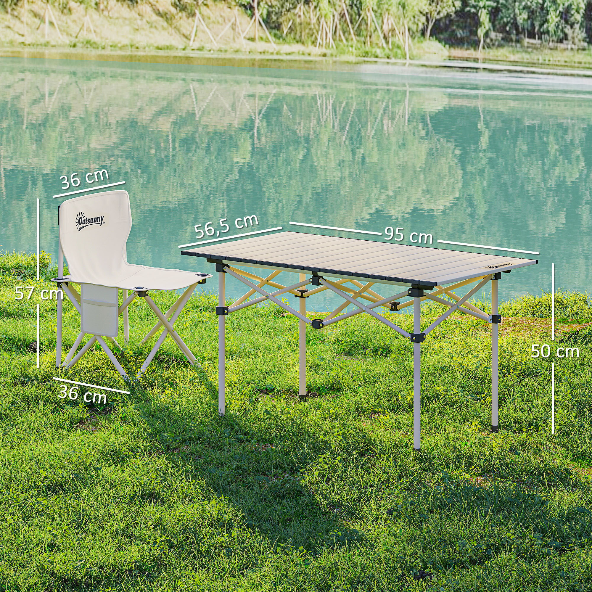 Ensemble table et chaise camping - table pliante camping avec 4 chaises rangements sacs de transport blanc