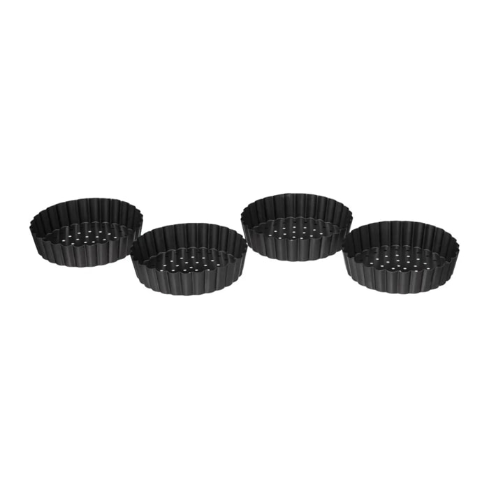 4 moules perforés à tartelettes 10cm
