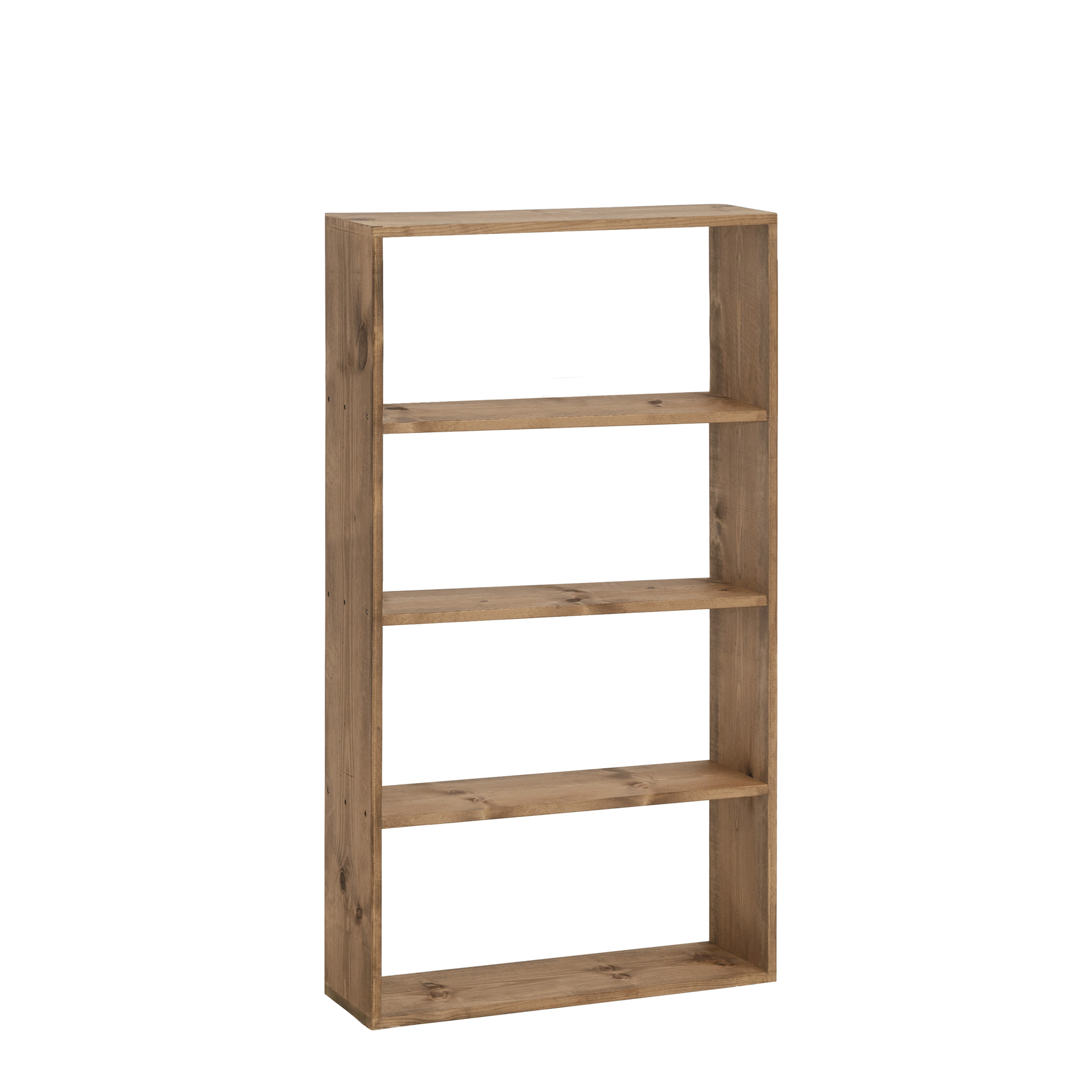 Estantería de madera maciza tono roble oscuro con 3 estantes Alto: 146 Largo: 80 Ancho: 20