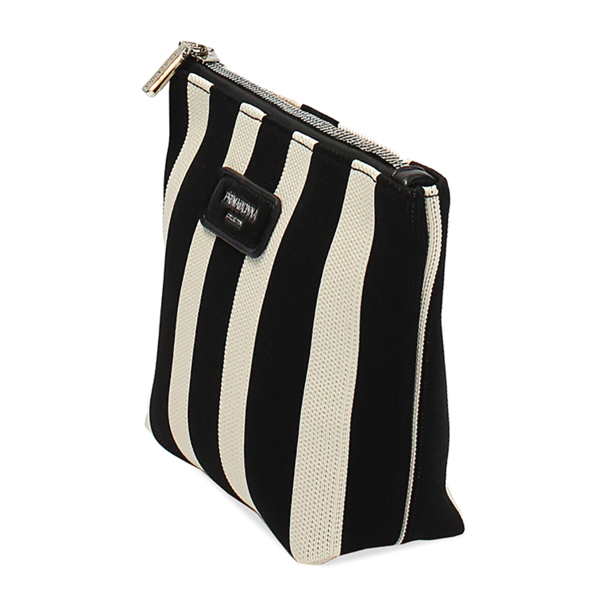 Pochette donna nera panna in canvas