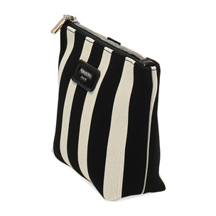 Pochette donna nera panna in canvas