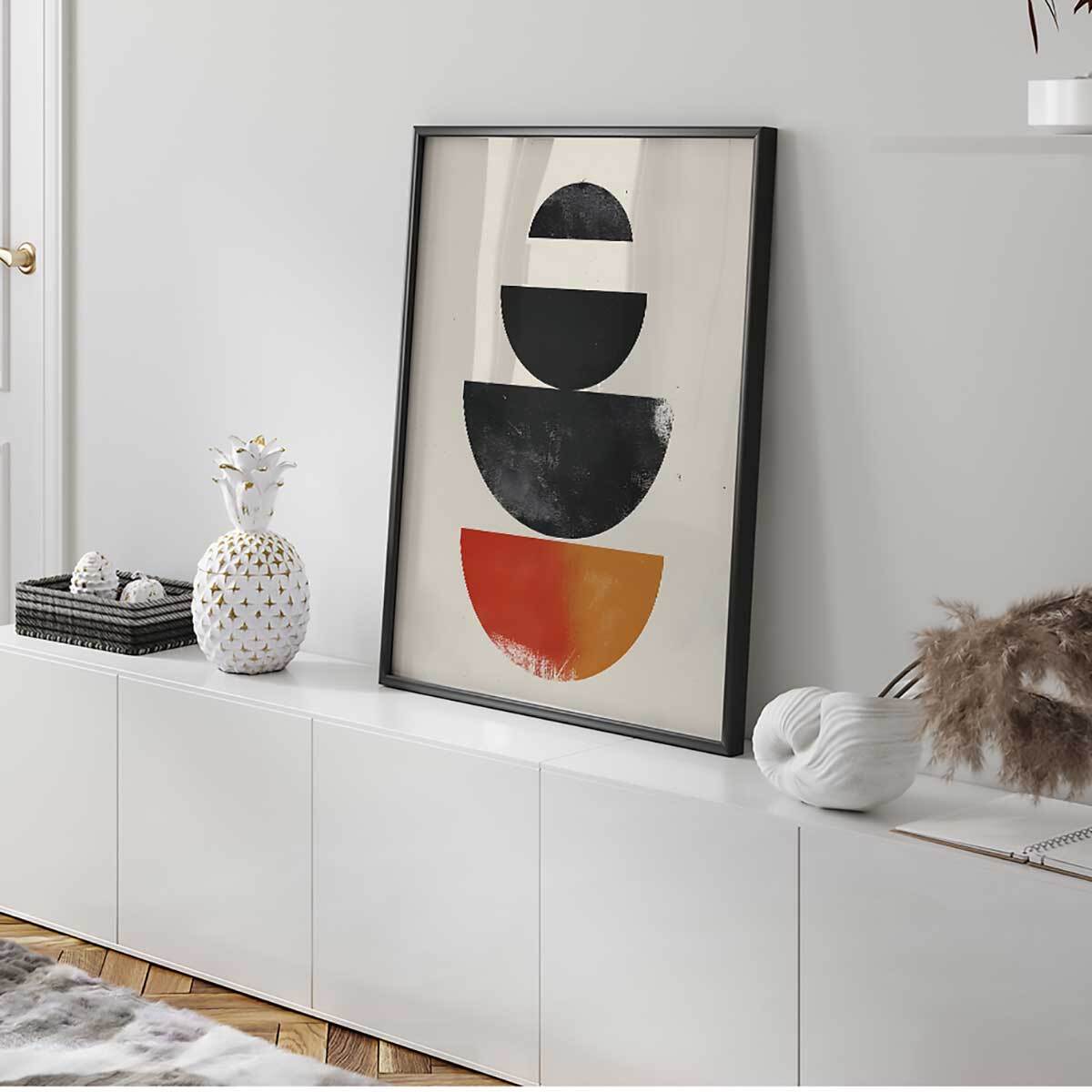 Affiche encadrée formes géométriques terracotta Affiche + cadre en métal - Noir