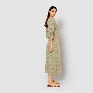 Vestido midi viscosa purnama verde cacería