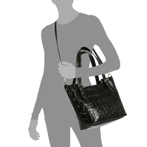 Arezzo Borsa tote Donna.Pelle autentica Camoscio Inciso Coccodrillo Grande Camoscio