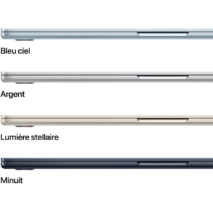 Ordinateur Apple MACBOOK Air 15" Puce M5 CPU 10 / GPU 10 coeurs Mémoire RAM 24Go Stockage 1To SSD Minuit